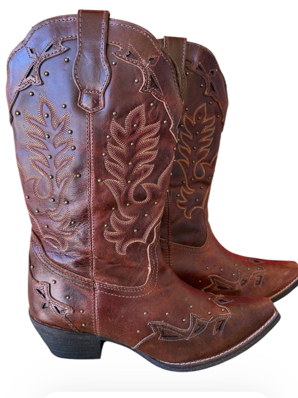 Laredo Brown Embroidered Western Heeled Boots